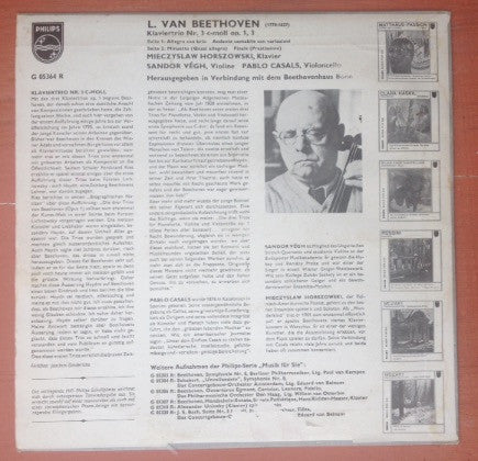 Ludwig van Beethoven, Pablo Casals, Mieczyslaw Horszowski, Sándor Végh : Klaviertrio Nr. 3 C-Moll Op. 1,3 (10")