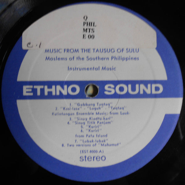 Various : Music From The Tausug Of Sulu - Moslems Of The Southern Philippines (2xLP, Album)