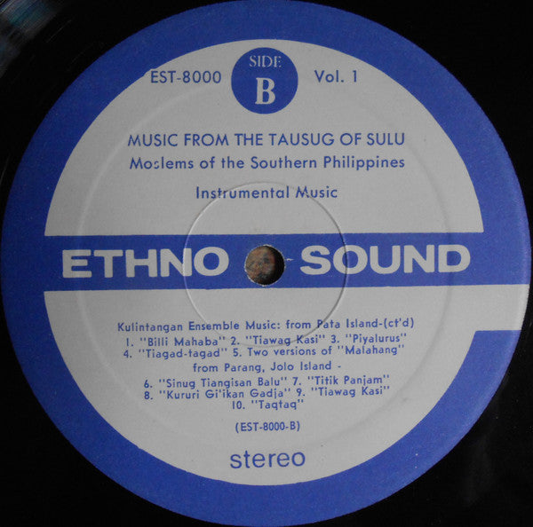 Various : Music From The Tausug Of Sulu - Moslems Of The Southern Philippines (2xLP, Album)