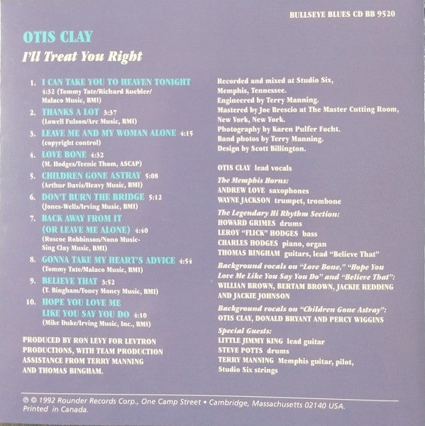 Otis Clay : I'll Treat You Right (CD, Album)