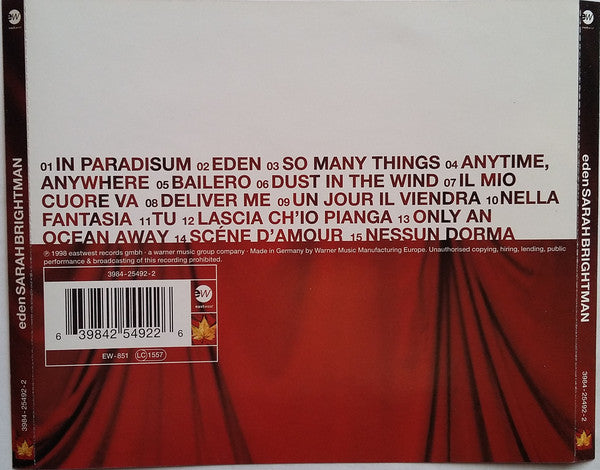Sarah Brightman : Eden (CD, Album)
