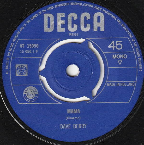Dave Berry : Mama (7", Single, Mono)