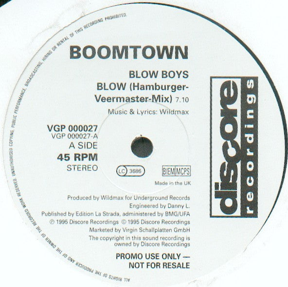 Boomtown : Blow Boys Blow (12", Promo)