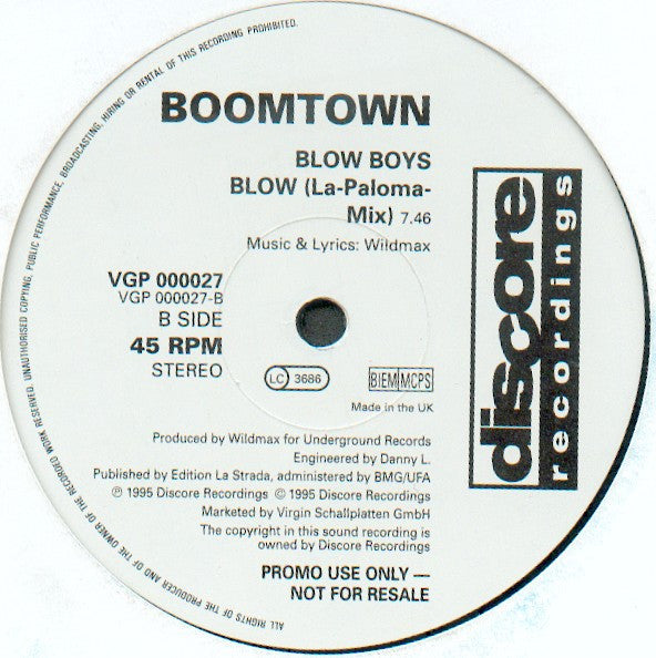 Boomtown : Blow Boys Blow (12", Promo)