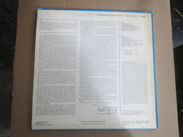 Duke Ellington And His Orchestra : A Date With The Duke - Vol. 1 1945-46 (LP)