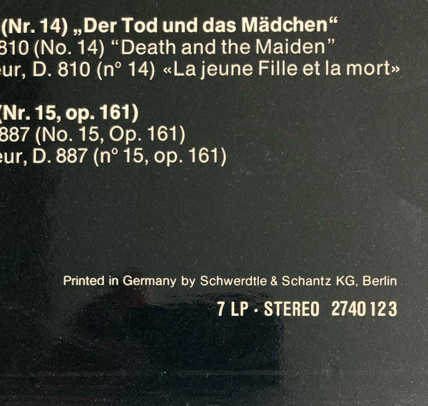 Franz Schubert, Melos Quartett Stuttgart* : Die Streichquartette (7xLP, Comp + Box)