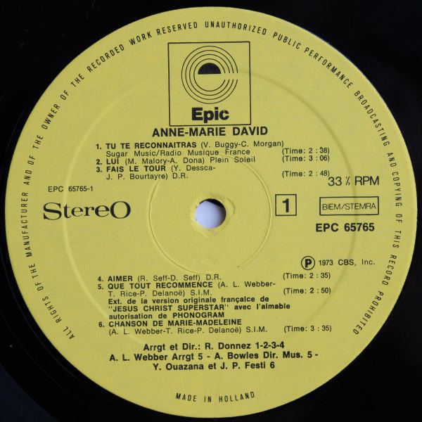 Anne-Marie David : Tu Te Reconnaitras (LP, Album)