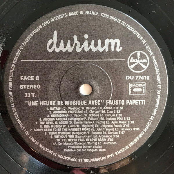 Fausto Papetti : Une Heure De Musique Avec Fausto Papetti (LP, Comp)