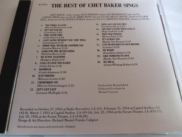Chet Baker : The Best Of Chet Baker Sings (CD, Comp)
