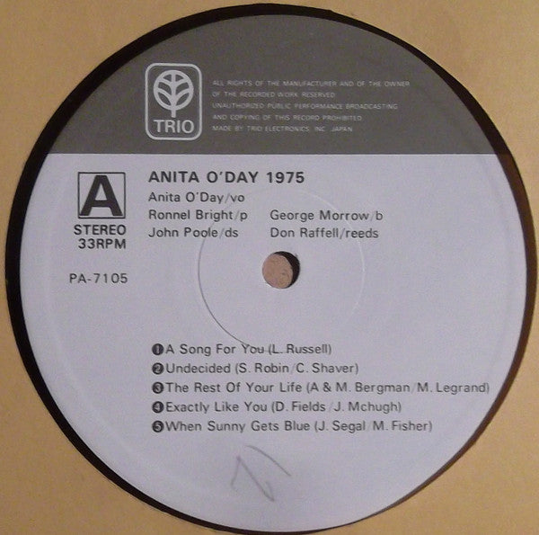 Anita O'Day : Anita 1975 (LP, Album)