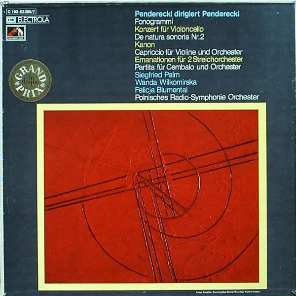 Krzysztof Penderecki, Siegfried Palm, Wanda Wilkomirska, Felicja Blumental, Wielka Orkiestra Symfoniczna Polskiego Radia I Telewizji : Penderecki Dirigiert Penderecki (2xLP + Box)