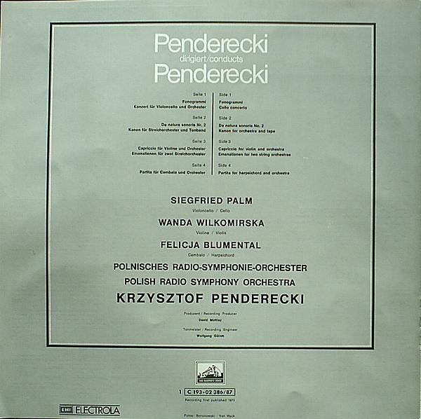 Krzysztof Penderecki, Siegfried Palm, Wanda Wilkomirska, Felicja Blumental, Wielka Orkiestra Symfoniczna Polskiego Radia I Telewizji : Penderecki Dirigiert Penderecki (2xLP + Box)