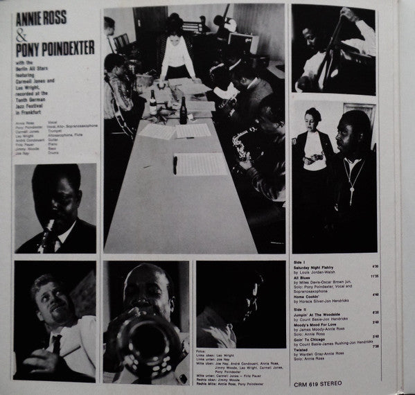 Annie Ross & Pony Poindexter With The Berlin All Stars Feat. Carmell Jones And Leo Wright : Recorded At The Tenth German Jazz Festival In Frankfurt (LP, Album, RE)