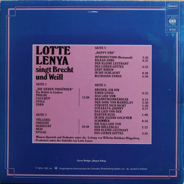 Lotte Lenya : Lotte Lenya Singt Brecht Und Weill (2xLP, Gat)