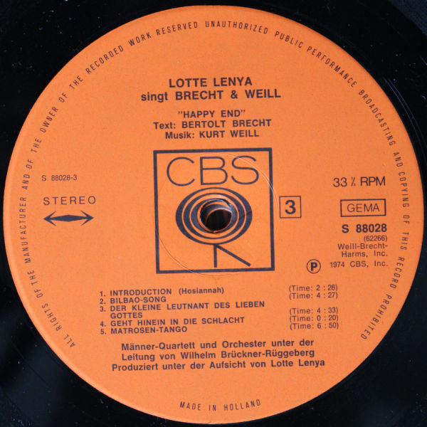 Lotte Lenya : Lotte Lenya Singt Brecht Und Weill (2xLP, Gat)