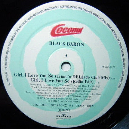 Black Baron : Girl, I Love You So (12", Maxi)
