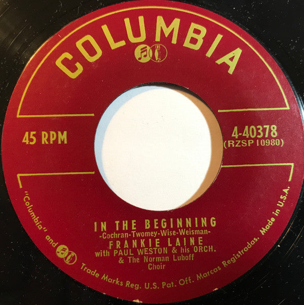 Frankie Laine With Paul Weston And His Orchestra : In The Beginning / Old Shoes (7", Single)