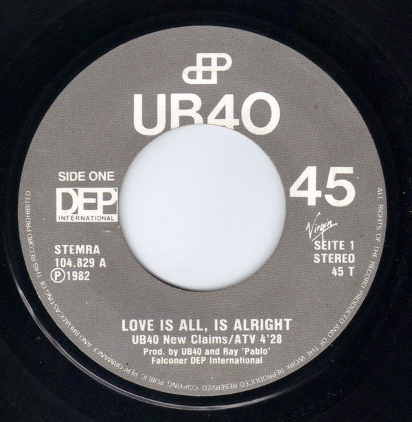 UB40 : Love Is All Is All Right (7", Single)