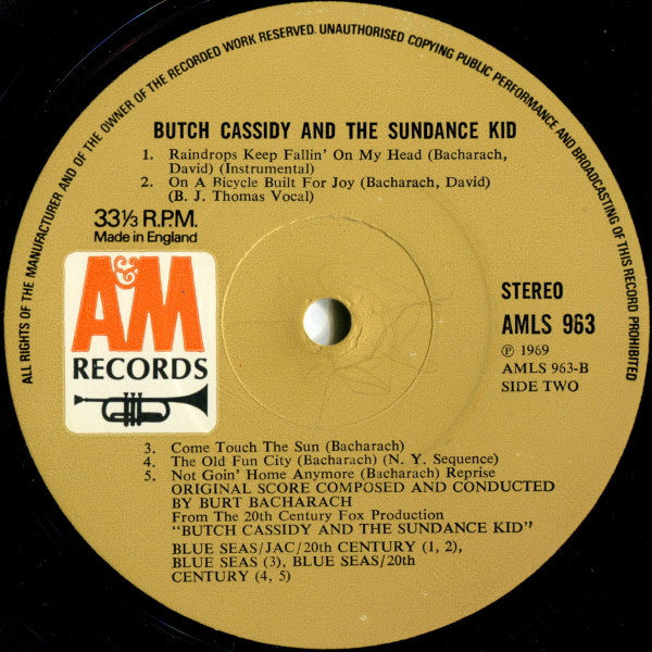 Burt Bacharach : Butch Cassidy And The Sundance Kid (LP, Album)