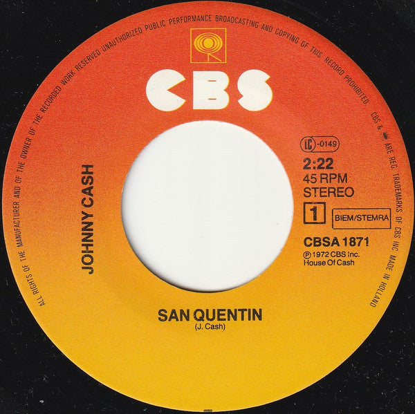 Johnny Cash : San Quentin / I Walk The Line (7")