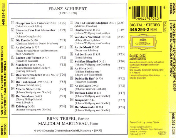 Bryn Terfel, Malcolm Martineau, Franz Schubert : An Die Musik - Favourite Schubert Songs (CD, Album)