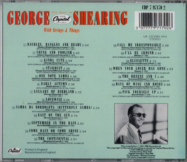 George Shearing : The Best Of "The Capitol Years" ‎ (CD, Comp)