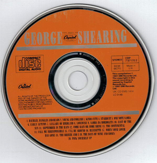 George Shearing : The Best Of "The Capitol Years" ‎ (CD, Comp)