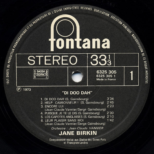 Jane Birkin : Di Doo Dah (LP, Album)