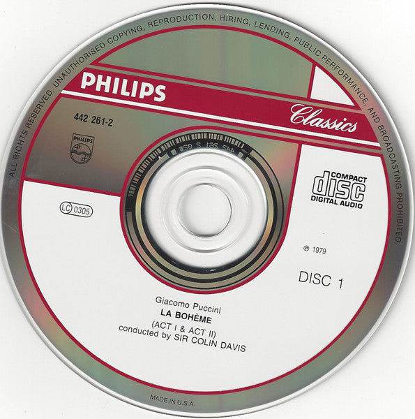 Giacomo Puccini, Katia Ricciarelli • José Carreras • Ashley Putnam • Ingvar Wixell • Håkan Hagegård • Robert Lloyd (4), Royal Opera House, Covent Garden, Sir Colin Davis : La Bohème (2xCD, RM)