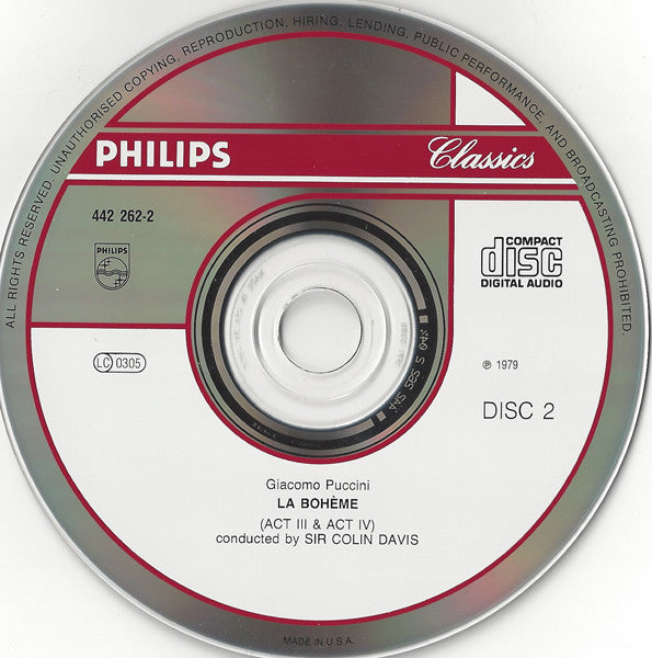 Giacomo Puccini, Katia Ricciarelli • José Carreras • Ashley Putnam • Ingvar Wixell • Håkan Hagegård • Robert Lloyd (4), Royal Opera House, Covent Garden, Sir Colin Davis : La Bohème (2xCD, RM)