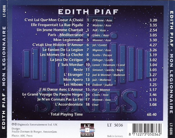 Edith Piaf : Mon Legionnaire (CD, Comp)