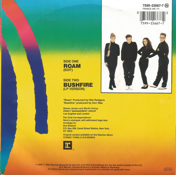 The B-52's : Roam (7", Single)