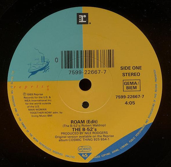 The B-52's : Roam (7", Single)