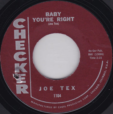 Joe Tex : Baby You're Right / All I Could Do Was Cry - Pt. II (7")