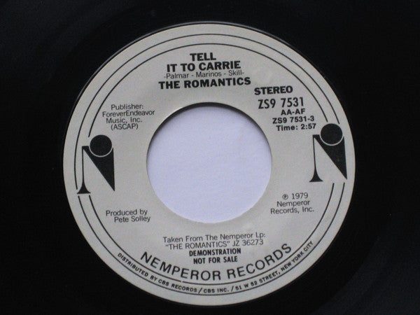 The Romantics : Tell It To Carrie (7", Single, Promo)