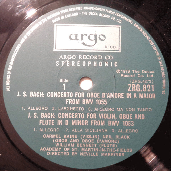 J.S. Bach* - Academy Of St. Martin-in-the-Fields*, Neville Marriner* : Concertos (LP)