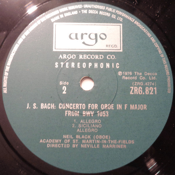 J.S. Bach* - Academy Of St. Martin-in-the-Fields*, Neville Marriner* : Concertos (LP)