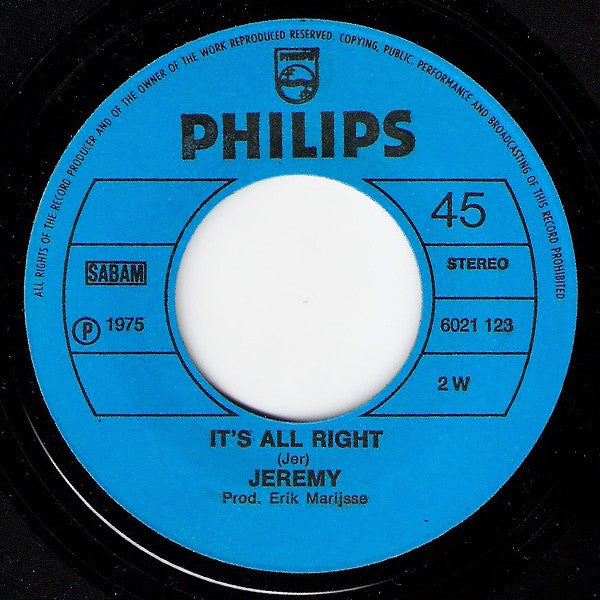 Jeremy (16) : A Sad, Sad Song (7", Single)