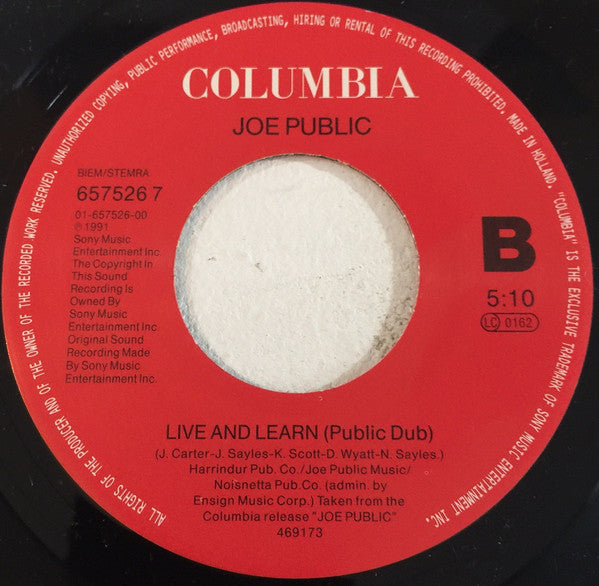Joe Public : Live And Learn (7", Single)