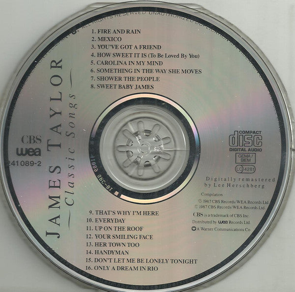 James Taylor (2) : Classic Songs (CD, Comp, RE, RM)