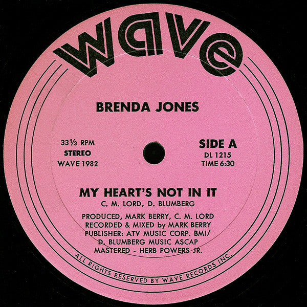 Brenda Jones : My Heart's Not In It (12")