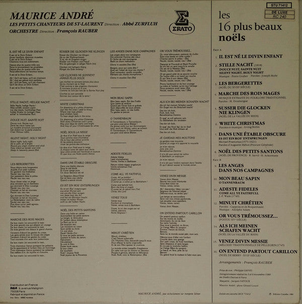 Maurice André, Les Petits Chanteurs De Saint-Laurent, François Rauber Et Son Orchestre : Les Plus Beaux Noëls (LP, Album)