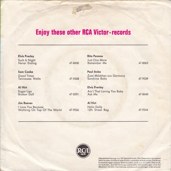 The Anita Kerr Singers : Hey Joe / Night Train To Memphis (7", Single)