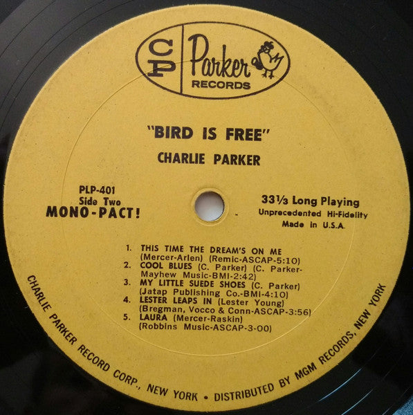 Charlie Parker : "Bird" Is Free (LP, Album, Mono)