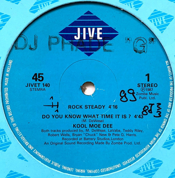 Kool Moe Dee : Rock Steady / Do You Know What Time It Is? (12", Single)