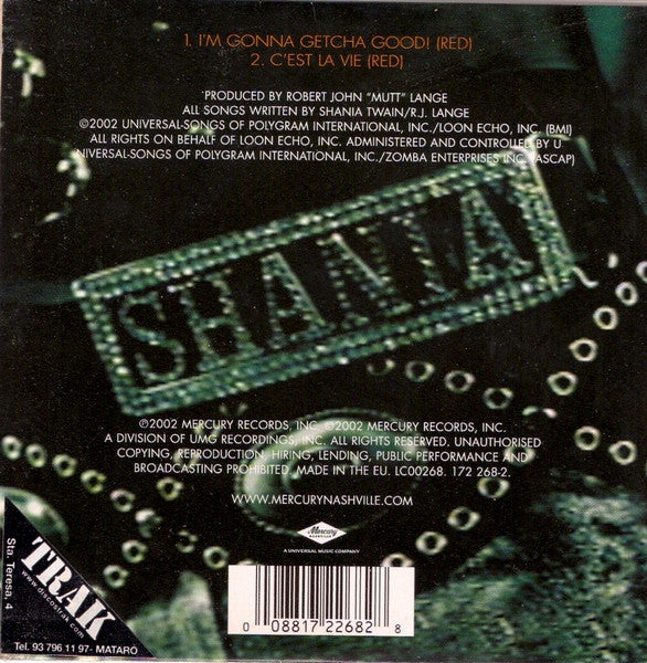 Shania Twain : I'm Gonna Getcha Good! (CD, Single, Car)