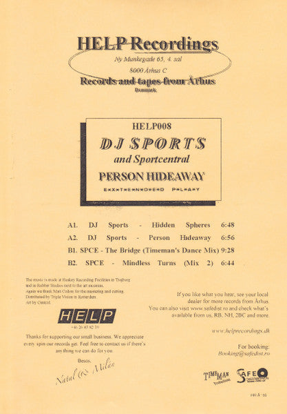 Sports (9), Sportscentral : Person Hideaway (12", EP)