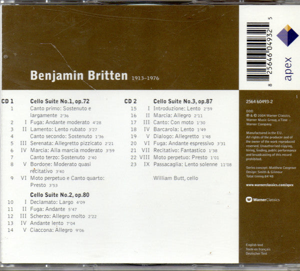 Benjamin Britten, William Butt : Cello Suites  (2xCD, Album)