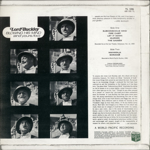 Lord Buckley : Blowing His Mind (And Yours Too) (LP, Mono)