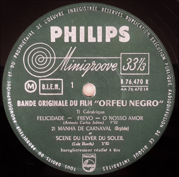 Antonio Carlos Jobin*, Luis Bonfa* : Orfeu Negro - Bande Originale Du Film De Marcel Camus (10", Album, Mono, 59)
